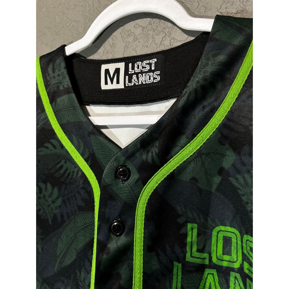 Lost Lands Festival Baseball Jersey Size M Black Green Button Up Rave EDM 22 - Picture 3 of 4